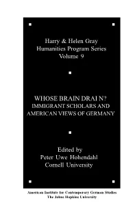 Whose Brain Drain? Immigrant Scholars and American Views of Germany