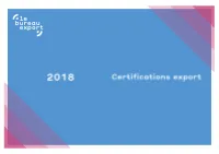 Certifications Export 2018
