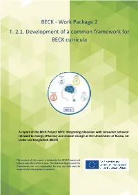Common Framework for BECK Curricula