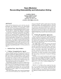Open Modules: Reconciling Extensibility and Information Hiding