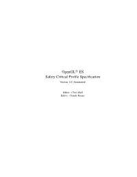 Opengl ES Safety Critical Profile Specification