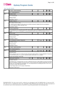 Sydney Program Guide