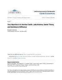Your Abjection Is in Another Castle: Julia Kristeva, Gamer Theory, and Identities-In-Différance