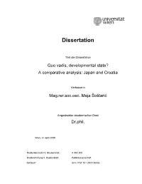 Developmental State? a Comparative Analysis: Japan and Croatia