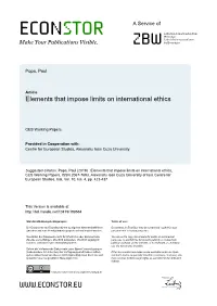 Elements That Impose Limits on International Ethics