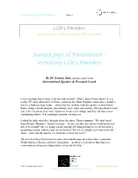 Simple Joys of Parenthood – Working Life's Paradox