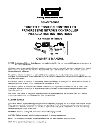 THROTTLE POSITION CONTROLLED PROGRESSIVE NITROUS CONTROLLER INSTALLATION INSTRUCTIONS Kit Number 15835NOS