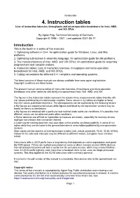 4. Instruction Tables Lists of Instruction Latencies, Throughputs and Micro-Operation Breakdowns for Intel, AMD, and VIA Cpus