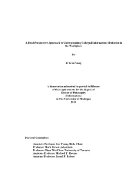 A Dual-Perspective Approach to Understanding Collegial Information Mediation in the Workplace by Ji Yeon Yang a Dissertation