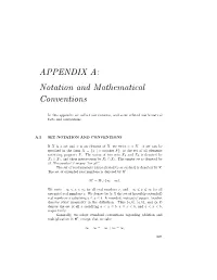 APPENDIX A: Notation and Mathematical Conventions