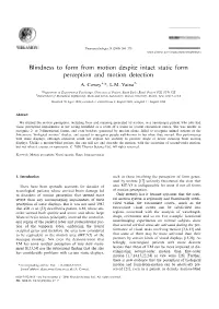 Blindness to Form from Motion Despite Intact Static Form Perception and Motion Detection