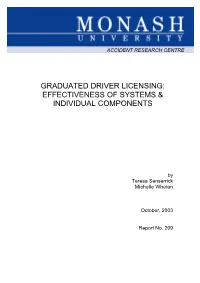 Graduated Driver Licensing: Effectiveness of Systems & Individual Components