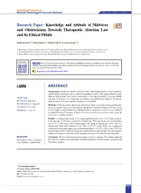 Knowledge and Attitude of Midwives and Obstetricians Towards Therapeutic Abortion Law and Its Ethical Pitfalls