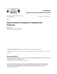 Malcolm Chisholm: an Evaluation of Traditional Audio Engineering