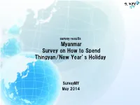 Survey Results Myanmar Survey on How to Spend Thingyan/New Year’S Holiday