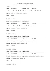 Daventry District Council Weekly List of Applications Registered 24/11/2014