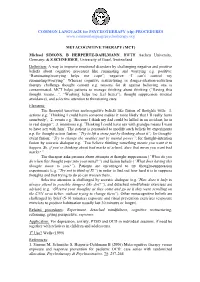 Metacognitive Therapy (Mct)