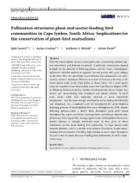 Pollination Structures Plant and Nectar‐Feeding Bird