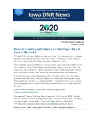 Record-Breaking Attendance at First Day Hikes in Iowa State Parks