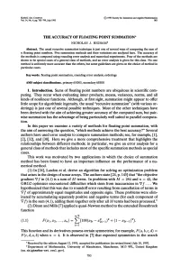 The Accuracy of Floating Point Summation* Nicholas J