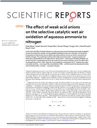 The Effect of Weak Acid Anions on the Selective Catalytic Wet Air Oxidation