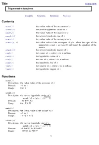 Trigonometric Functions