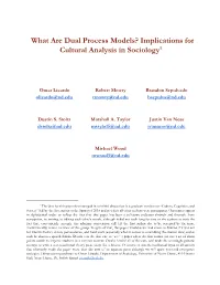 What Are Dual Process Models? Implications for Cultural Analysis in Sociology1