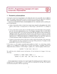 CS 4110 – Programming Languages and Logics Lecture #22: Polymorphism