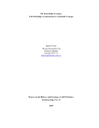Fritz Machlup's Construction of a Synthetic Concept
