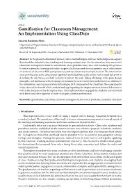 Gamification for Classroom Management: an Implementation
