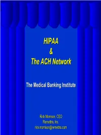 HIPAA & the ACH Network