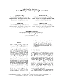Indowordnet Dictionary: an Online Multilingual Dictionary Using Indowordnet