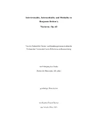 Intertextuality, Intermediality and Mediality in Benjamin Britten's