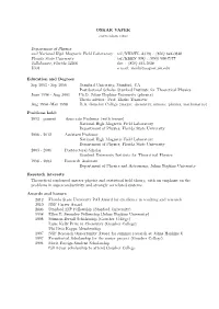 OSKAR VAFEK Curriculum Vitae Department of Physics and National