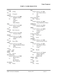 PART I: NAME SEQUENCE Name Sequence