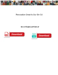 Revocation Great Is Our Sin Cd