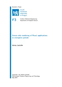 Server-Side Rendering of React Applications in Enterprise Portals