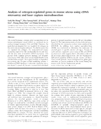 Analysis of Estrogen-Regulated Genes in Mouse Uterus Using Cdna Microarray and Laser Capture Microdissection