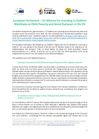 Manifesto on Child Poverty and Social Exclusion in the EU