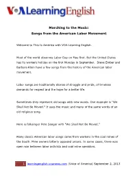 Marching to the Music: Songs from the American Labor Movement