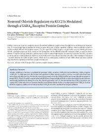 Neuronal Chloride Regulation Via KCC2 Is Modulated Through a GABAB Receptor Protein Complex