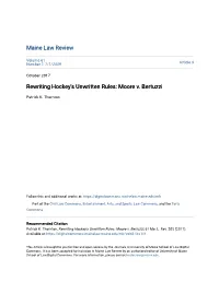 Rewriting Hockey's Unwritten Rules: Moore V. Bertuzzi