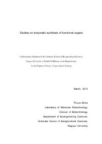 Studies on Enzymatic Synthesis of Functional Sugars