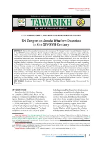 Tri Tangtu on Sunda Wiwitan Doctrine in the XIV-XVII Century