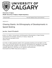 Chasing Giants: an Ethnography of Developments in Speed Skating