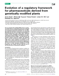Evolution of a Regulatory Framework for Pharmaceuticals Derived from Genetically Modiﬁed Plants