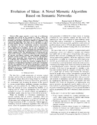 Evolution of Ideas: a Novel Memetic Algorithm Based on Semantic Networks