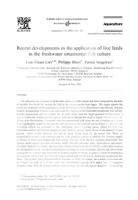 Recent Developments in the Application of Live Feeds in the Freshwater Ornamental Fish Culture