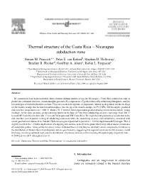 Thermal Structure of the Costa Rica – Nicaragua Subduction Zone