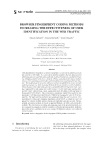 Browser Fingerprint Coding Methods Increasing the Effectiveness of User Identification in the Web Traffic